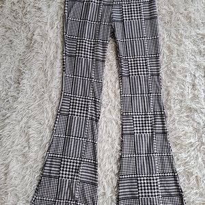 Black and White Checkerboard Flare Leggings